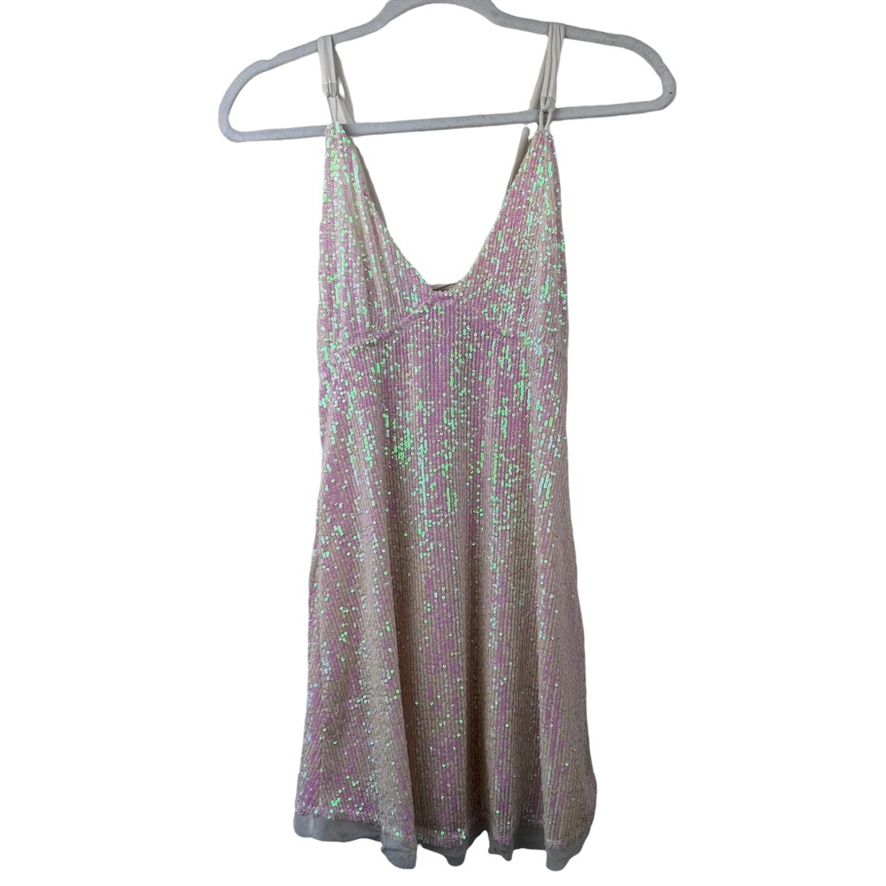 FREE PEOPLE Gold Rush Mini Dress in Icicle Pearl - Picture 4 of 7